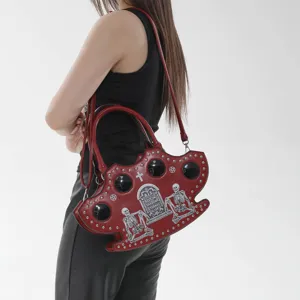 Unique Gothic Halloween skull knuckle handbag women edgy punk style crossbody bag