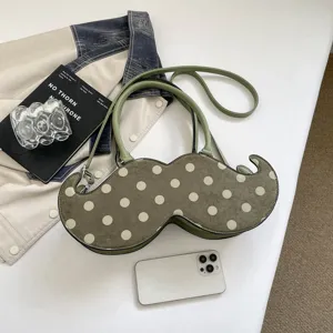 Mustache shaped handbag for women unique polka dot underarm shoulder bag trendy casual design