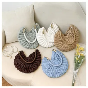 Woven conch shell handbag stylish handmade crochet shoulder bag for women beach daily