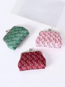 Vintage letter print metal frame coin purse, portable mini storage pouch and card bag.