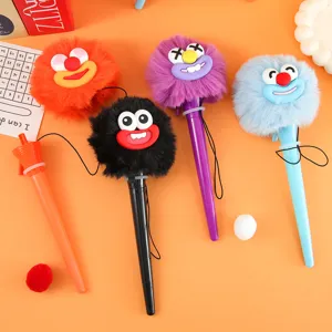 Big mouth fluffy ball gel pen funny monster plush student stationery cute writing pen set