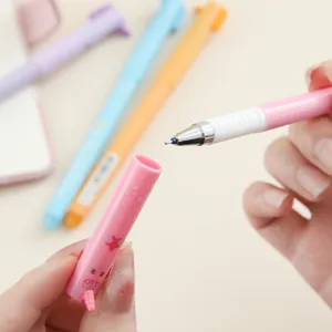 Cute unicorn erasable gel pen detail view for student writing and note taking.