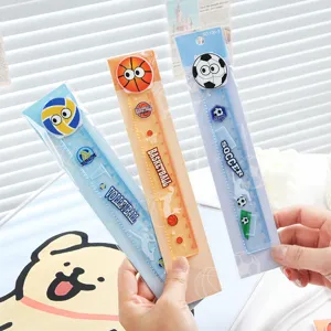 Cute cartoon sports 15cm straight rulers, volleyball basketball soccer design for student school.