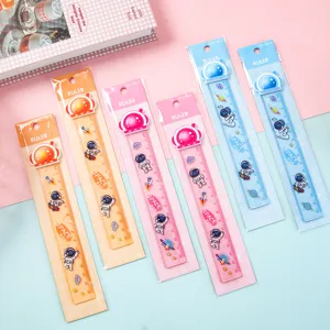 Cute astronaut 15cm straight ruler cartoon wave ruler student measuring stationery supply