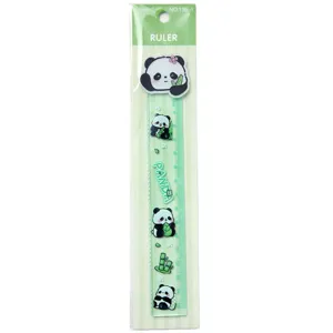 Lindo dibujo animado panda regla recta 15cm estudiante transparente onda papelería