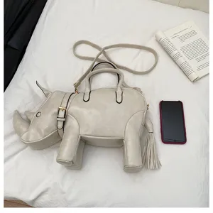 Kreative Nashorn Form Neuheit Umhängetasche für Damen, süße PU Leder Handtasche Stil.