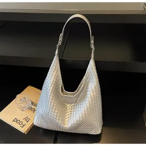Vintage Französischer Stil Gewebte PU Leder Umhängetasche Für Damen Große Kapazität Geflochtene Achseltasche Hobo Tasche