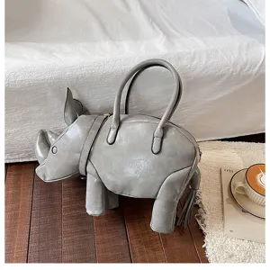Kreative graue Nashorn Form Handtasche, einzigartige neuartige Umhängetasche für Damen Stil.