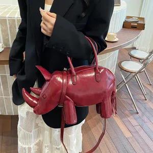 Kreative Nashorn Form Damen Handtasche, einzigartiges Design Umhaengetasche Alltag.