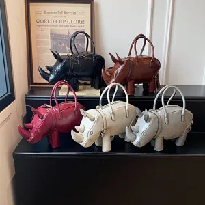 Kreative lustige Nashorn Handtasche fuer Damen einzigartiges Design Neuheit Schultertasche