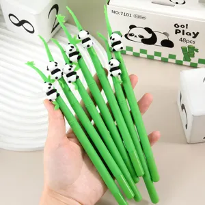 Cute panda climbing bamboo gel pen 0.5mm black ink fine writing student stationery gift detail