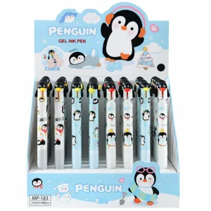 Cute penguin gel ink pen set with display box 48pcs 0.5mm black ink writing school supplies