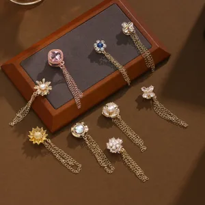 Strass ketting magneetknop voor taille, stijlvolle kledingzoom clip en mooie broche.