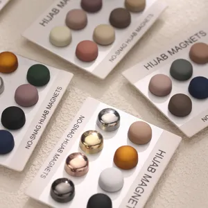 Colorful no-snag hijab magnets set, secure magnetic pin alternative for scarves and shawls.