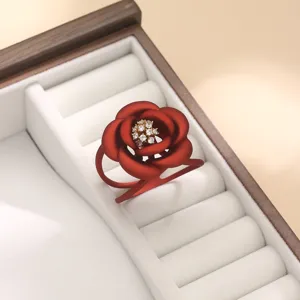 Squisita clip per sciarpa camelia 3D cappotto fibbia con strass scintillanti elegante.