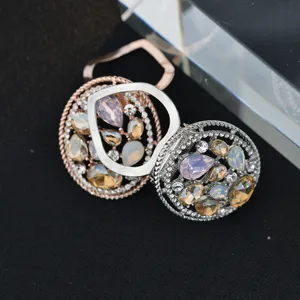 Anello per sciarpa in strass cavo retrò, squisita fibbia per scialle in cristallo accessori