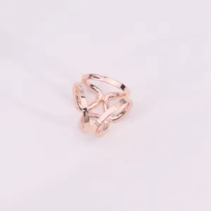 Rose gold multi-ring geometric scarf buckle elegant shawl ring clothing accessory
