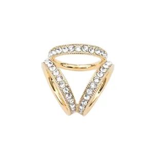 Gold rhinestone three ring scarf buckle hijab ring elegant fashion accessory for women