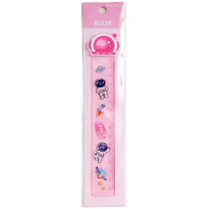 Pink 15cm astronaut wave ruler student stationery cute space theme measuring tool main image