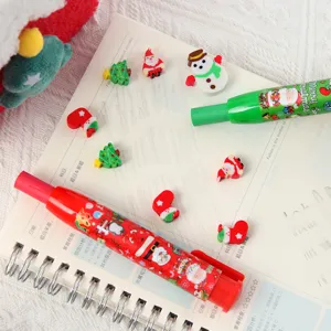 Set de gommes de Noël 2025, jolies gommes stylo dessin animé et fournitures scolaires.