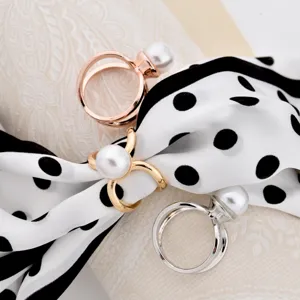 Pearl scarf ring clip alloy brooch shawl buckle elegant fashion jewelry accessory set