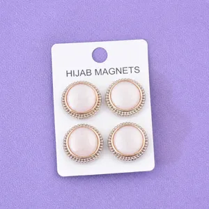 Spille per Hijab Forti Magnetiche Fibbia per Sciarpa Rotonda Glitter Occhio di Gatto Spilla Magneti per Hijab Accessori