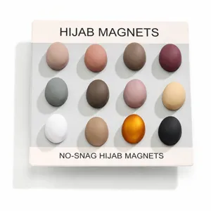 Set de imanes para hiyab con 12 alfileres magnéticos redondos de colores para accesorios.