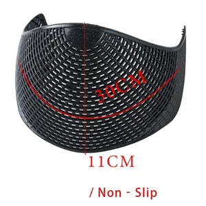 Detail view of the black mesh anti-slip hijab crown headband forehead fixer.
