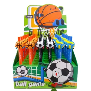 Set penna gel sport cartoon simpatico pallina 0.5mm nero cancelleria scuola box regalo