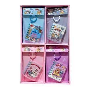 Cartoon bear koala pendant spiral notebook set, cute stationery keychain gift for students.