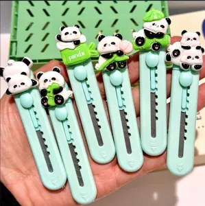 Cute Panda Resin Utility Knife Mini Portable Pocket Box Cutter Stationery For Student Office School Supplies