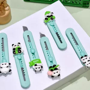 Cute panda resin utility knife mini box cutter portable stationery school office tool supplies