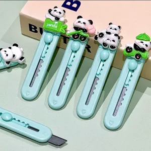 Cute panda utility knife portable mini box cutter student stationery cute green cutter for daily use