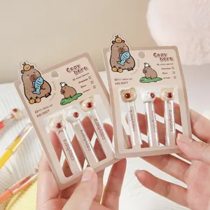 Cute capybara pencil caps 3pcs set, lovely cartoon animal stationery protectors for school.