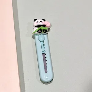 Cute panda mini utility knife portable box cutter cute stationery for school office 1pc
