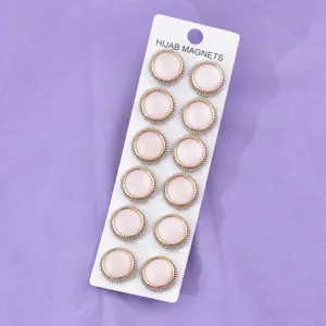 Magneti rotondi per hijab con design occhio di gatto glitterato, set spille magnetiche forti.