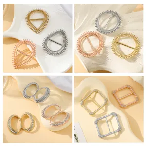 Fibbia foulard seta perle strass clip nodo angolo maglietta metallo accessorio vestiti