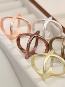 Multicolor X-shaped metal scarf buckle stylish ring accessory for women daily wear detailed view