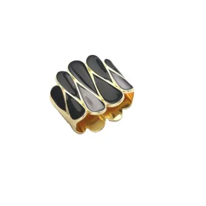 Hebilla bufanda seda geometrica gota aceite negra dorada clip elegante joyas mujer moda