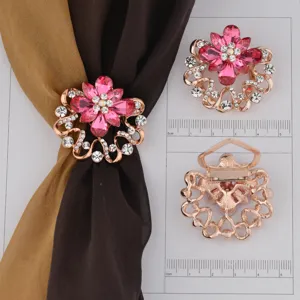Fermaglio per sciarpa in cristallo oro rosa spilla strass elegante accessorio moda