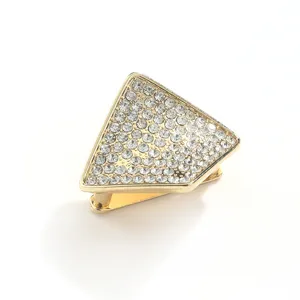 Rhinestone triangular scarf buckle luxury designer metal tie ring accessories wholesale