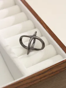 Sleek black X-shaped metal scarf buckle fashion accessory for women stylish daily wear.