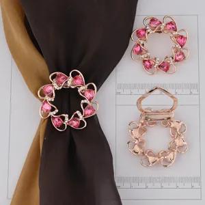 Fibbia per sciarpa in cristallo oro rosa fiore cavo strass clip per foulard moda