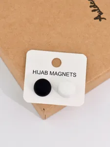 2pcs magnetic round hijab pins matte metal seamless anti slip fasteners for Muslim women headwear