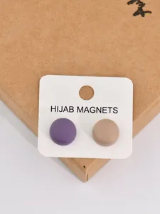 2 pack magnetic hijab pins round matte metal Muslim headscarf fasteners anti snag
