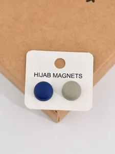 Round hijab magnets set of two matte metal seamless anti slip pins for headscarf pins