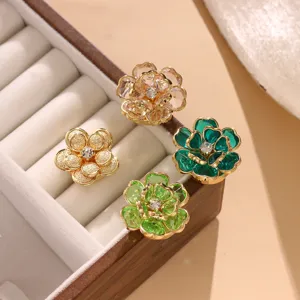Boutons de manchette chemise fleur cristal accessoires decoratifs elegants lot de 4 pcs