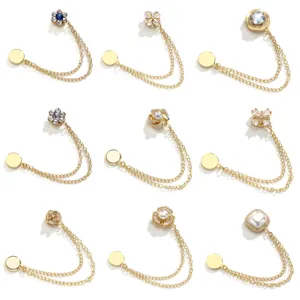 Strass Parel Metalen Ketting Magnetische Kledingclip Taillevervorming Antiglans Broche Mode Sieraden