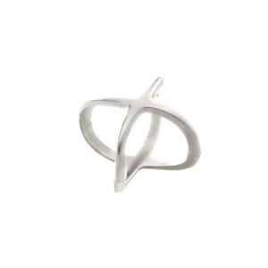 Silver X-shaped metal silk scarf buckle, minimalist geometric fashion clothing accessory main.