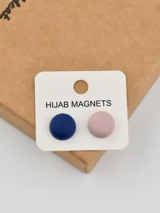 2-piece circular magnetic hijab pins set, matte metal anti-slip scarf magnets for women.